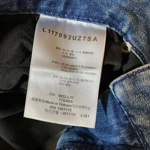 Lee Urban Riders NWT 32/31‎ distressed blue jeans w/camo inserts - Picture 6 of 7